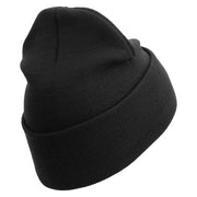 1st Marine Division Veteran Logo Embroidered 12 Inch Solid Knit Cuff Long Beanie Made in USA - Black OSFM