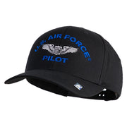 US Air Force Pilot Embroidered Retro Cotton Blend Snapback Cap - Black OSFM