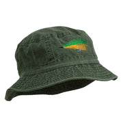 Fly Fishing Embroidered Washed Cotton Bucket Hat