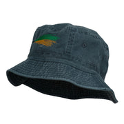 Fly Fishing Embroidered Washed Cotton Bucket Hat