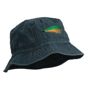 Fly Fishing Embroidered Washed Cotton Bucket Hat