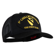 1st Cavalry Division The First Team Patched Solid Cotton Twill Mesh Prostyle Cap - Black OSFM