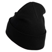 Jesus Loves Me Heart Iron on Patched 12 Inch Long Knitted Beanie - Black OSFM