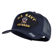 US Navy Veteran Patched Solid Cotton Twill Mesh Cap - Navy OSFM