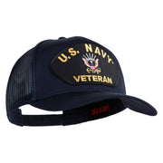 US Navy Veteran Patched Solid Cotton Twill Mesh Cap - Navy OSFM