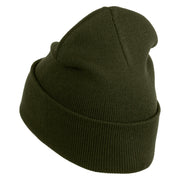 Jesus Loves Me Heart Iron on Patched 12 Inch Long Knitted Beanie - Olive OSFM