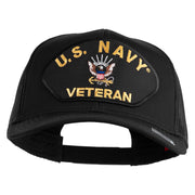 US Navy Veteran Patched Solid Cotton Twill Mesh Cap - Black OSFM