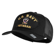 US Navy Veteran Patched Solid Cotton Twill Mesh Cap - Black OSFM