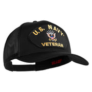 US Navy Veteran Patched Solid Cotton Twill Mesh Cap - Black OSFM
