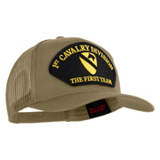 1st Cavalry Division The First Team Patched Solid Cotton Twill Mesh Prostyle Cap - Khaki OSFM