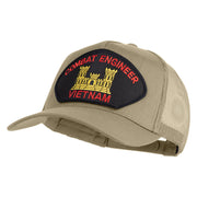 Combat Engineer Vietnam Patched Solid Cotton Twill 5 panel Mesh Back Cap - Khaki OSFM