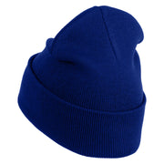Jesus Loves Me Heart Iron on Patched 12 Inch Long Knitted Beanie - Royal OSFM