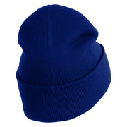 Jesus Loves Me Heart Iron on Patched 12 Inch Long Knitted Beanie - Royal OSFM