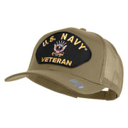 US Navy Veteran Patched Solid Cotton Twill Mesh Cap - Khaki OSFM