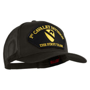 1st Cavalry Division The First Team Patched Solid Cotton Twill Mesh Prostyle Cap - Charcoal OSFM