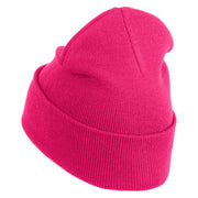 Jesus Loves Me Heart Iron on Patched 12 Inch Long Knitted Beanie - Magenta OSFM