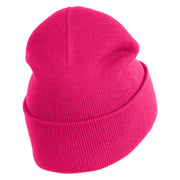 Jesus Loves Me Heart Iron on Patched 12 Inch Long Knitted Beanie - Magenta OSFM