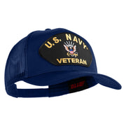 US Navy Veteran Patched Solid Cotton Twill Mesh Cap - Royal OSFM