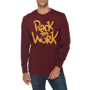 Back To Work Embroidered Unisex Lane Seven Ring Spun Cotton Premium Long Sleeve T-shirt - Burgundy XS