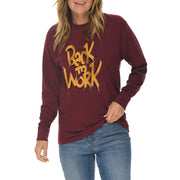 Back To Work Embroidered Unisex Lane Seven Ring Spun Cotton Premium Long Sleeve T-shirt - Burgundy XS