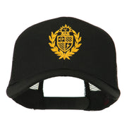 Crest Emblem Embroidered Mesh Back Cap