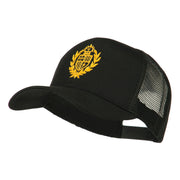 Crest Emblem Embroidered Mesh Back Cap