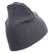 1st Marine Division Veteran Symbol Embroidered 8 Inch Solid Knit Short Beanie Made in USA - Charcoal OSFM