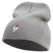 Bird Branch Icon Embroidered 8 inch Acrylic Short beanie - Grey OSFM