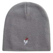 Bird Branch Icon Embroidered 8 inch Acrylic Short beanie - Grey OSFM