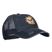 US Navy Veteran Circle Embroidered Low Profile Cotton Mesh Cap