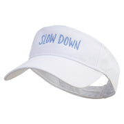 Slow Down Embroidered Cotton Twill Sun Visor - White OSFM