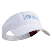 Slow Down Embroidered Cotton Twill Sun Visor - White OSFM