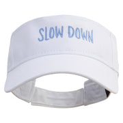 Slow Down Embroidered Cotton Twill Sun Visor - White OSFM