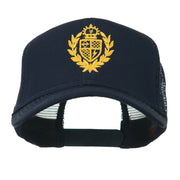 Crest Emblem Embroidered Mesh Back Cap