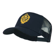 Crest Emblem Embroidered Mesh Back Cap