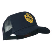 Crest Emblem Embroidered Mesh Back Cap