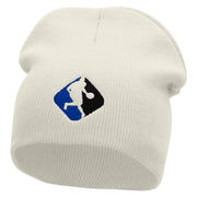 Basketball League Embroidered 8 inch Acrylic Short Blank Beanie - White OSFM