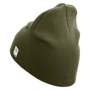 1st Marine Division Veteran Symbol Embroidered 8 Inch Solid Knit Short Beanie Made in USA - Olive OSFM