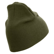 1st Marine Division Veteran Symbol Embroidered 8 Inch Solid Knit Short Beanie Made in USA - Olive OSFM