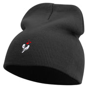 Bird Branch Icon Embroidered 8 inch Acrylic Short beanie - Black OSFM