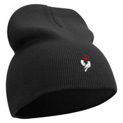 Bird Branch Icon Embroidered 8 inch Acrylic Short beanie - Black OSFM