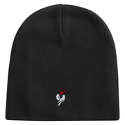 Bird Branch Icon Embroidered 8 inch Acrylic Short beanie - Black OSFM