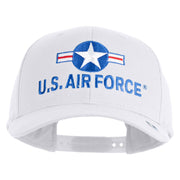 U.S. Air Force Roundel Embroidered Retro Cotton Blend Snapback Cap - White OSFM