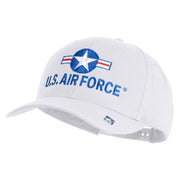 U.S. Air Force Roundel Embroidered Retro Cotton Blend Snapback Cap - White OSFM