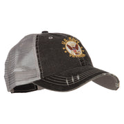 US Navy Veteran Circle Embroidered Low Profile Cotton Mesh Cap