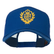 Crest Emblem Embroidered Mesh Back Cap