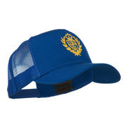 Crest Emblem Embroidered Mesh Back Cap