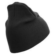 1st Marine Division Veteran Symbol Embroidered 8 Inch Solid Knit Short Beanie Made in USA - Black OSFM