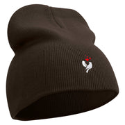 Bird Branch Icon Embroidered 8 inch Acrylic Short beanie - Brown OSFM