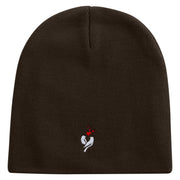 Bird Branch Icon Embroidered 8 inch Acrylic Short beanie - Brown OSFM